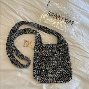 Johnny Was Black and White Knit Crossbody Bag